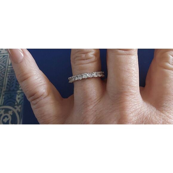 2.5 Ct. Round Cut Sim Diamond Wedding/Anniversary Band Ring Sz 8~925 SS - Picture 4 of 4